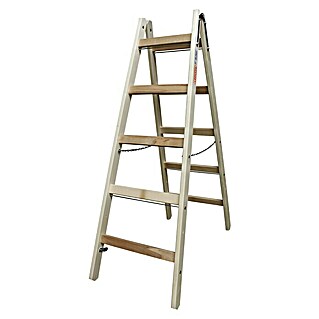 Krause Stabilo Escalera de peldaños dobles (Altura de trabajo: 2,75 m, 2 x 5 peldaños, Madera)