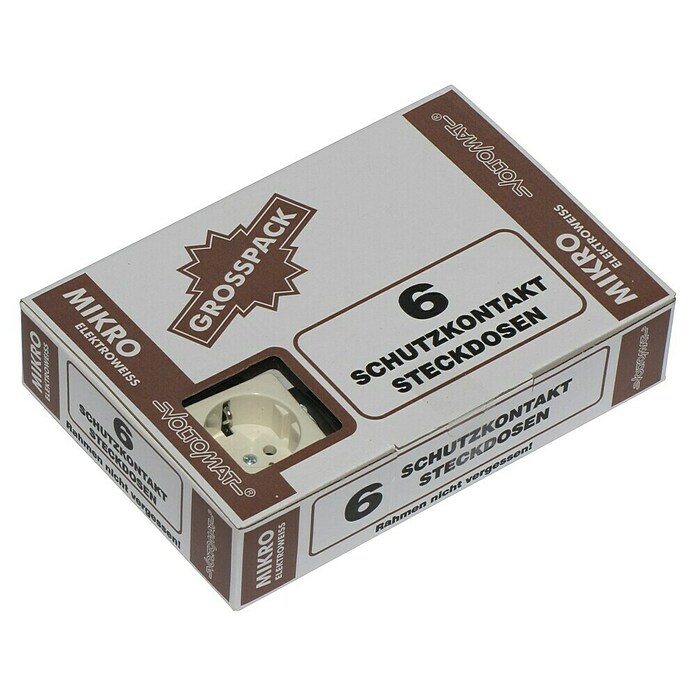 Voltomat MIKRO Steckdose (Elektroweiß, 1-fach, Kunststoff, Unterputz, 6 Stk.)