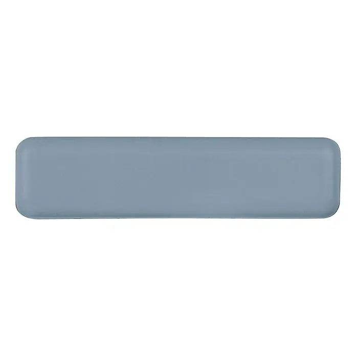 Stabilit Möbelgleiter Easy-Glider - Kleben, 2 Stk. - Eine graue, längliche Kapsel mit abgerundeten Ecken, ideal zur Aufbewahrung kleiner Gegenstände oder als minimalistisches Designelement.