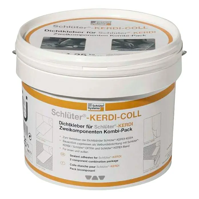Schlüter Systems Adhesivo bicomponente Kerdi Coll-L -  - Imagen de un cubo de adhesivo sellador Schlüter-KERDI-COLL, un adhesivo de dos componentes para sistemas de impermeabilización Schlüter-KERDI.