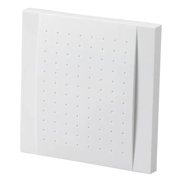 Heidemann Mehrklang-Gong Melody - 32 x 130 x 130 mm, 85 dB, Weiß, Kunststoff - Weiße quadratische Lüftungsplatte mit vielen kleinen Löchern für eine gute Luftzirkulation in Wohnräumen und Büros.