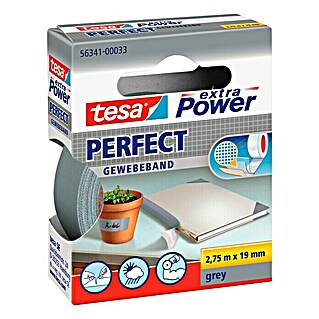 Tesa Extra Power Gewebeband PERFECT (Grau, 2,75 m x 19 mm)
