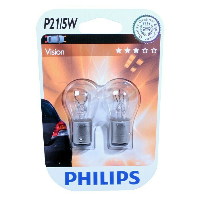 Philips Vision Rem- en achterlichtlampen P21/5W (P21/5W, 2 stk.)