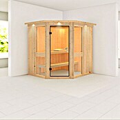 Karibu Systemsauna Amelia 1 (Ohne Ofen, Mit Dachkranz und Beleuchtung, 170 x 196 x 198 cm)