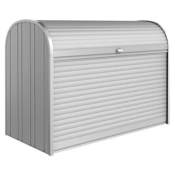 Biohort StoreMax Garten-Aufbewahrungsbox StoreMax 190 - Silber Metallic, 190 x 97 x 136 cm, Stahl - Diagonale Ansicht