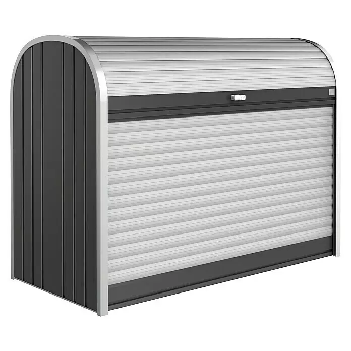 Biohort StoreMax Garten-Aufbewahrungsbox StoreMax 160 - Dunkelgrau Metallic, L x B x H: 163 x 78 x 120 cm, Stahl - Diagonale Ansicht