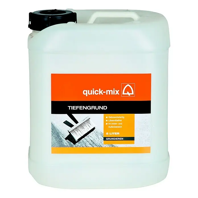 Quick-Mix Tiefengrund - 5 l - Ein Kanister Quick-Mix Tiefengrund, gebrauchsfertig, lösemittelfrei, für Innen- und Außenbereiche, mit 5 Litern Inhalt zur Grundierung.