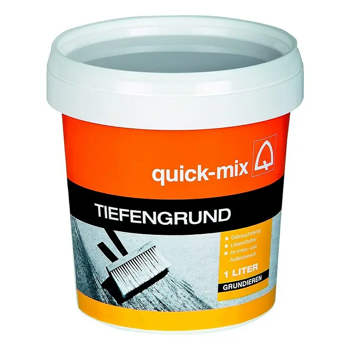 Quick-Mix Tiefengrund - 1 l - Ein Eimer Quick-Mix Tiefengrund, gebrauchsfertig und lösemittelfrei, ideal für den Innen- und Außenbereich.