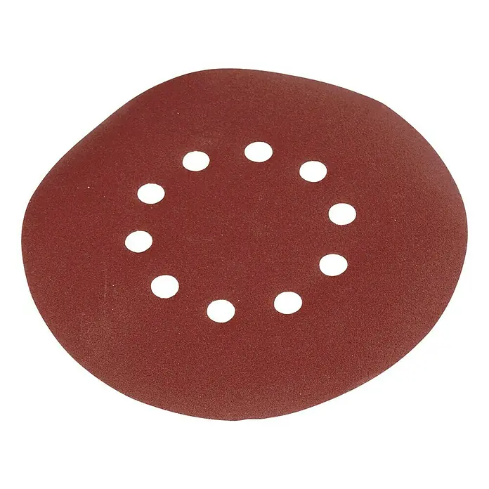 Haftschleifscheiben - 215 mm, Körnung: 180, 10 Stk. - Ein kreisförmiges Schleifpapier mit Löchern zur Staubabsaugung, ideal für Schleifarbeiten mit einem Exzenterschleifer.