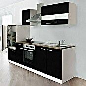 Respekta Composición de cocina (Ancho: 270 cm, Con dispositivos eléctricos, Negro)