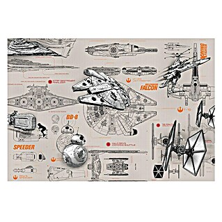 Komar Star Wars Fototapete Blueprints (8 -tlg., B x H: 368 x 254 cm, Papier)