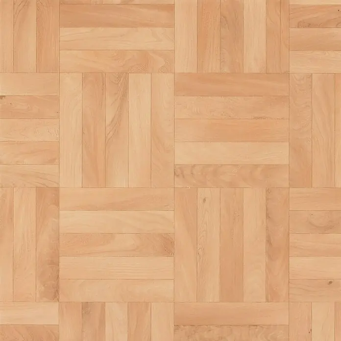 Beauflor PVC-Boden Meterware Start - 200 cm, Block 2047, Hellbraun - Attraktive Nahaufnahme von hellem, quadratisch angeordnetem Parkettboden mit natürlicher Holzmaserung. Ideal für moderne und klassische Innenräume.