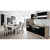 Respekta Composición de cocina (Ancho: 280 cm, Con dispositivos eléctricos, Negro)