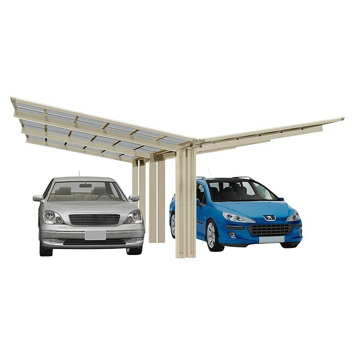 Ximax Carport LINEA Y 110 (4,9 x 5,4 m, Einfahrtshöhe: 2,2 m, Edelstahloptik, Schneelast: 137 kg/m²)