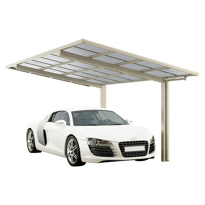 Ximax Carport LINEA 80 (4,9 x 2,7 m, Einfahrtshöhe: 2,2 m, Edelstahloptik, Schneelast: 100 kg/m²)