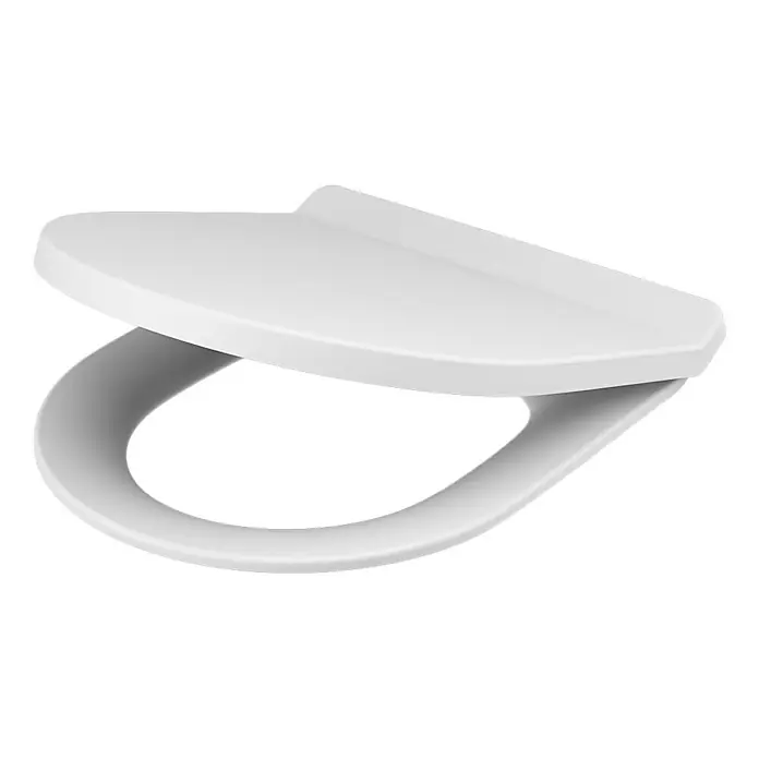 Camargue WC-Sitz Rom - Duroplast, Weiß, Mit Absenkautomatik - Nahaufnahme eines weißen Toilettensitzes, der ein modernes und minimalistisches Design für Badezimmer zeigt.