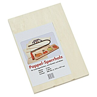 Sperrholz (Pappel, Format A4, 297 x 210 x 4 mm, 5 Stk.)