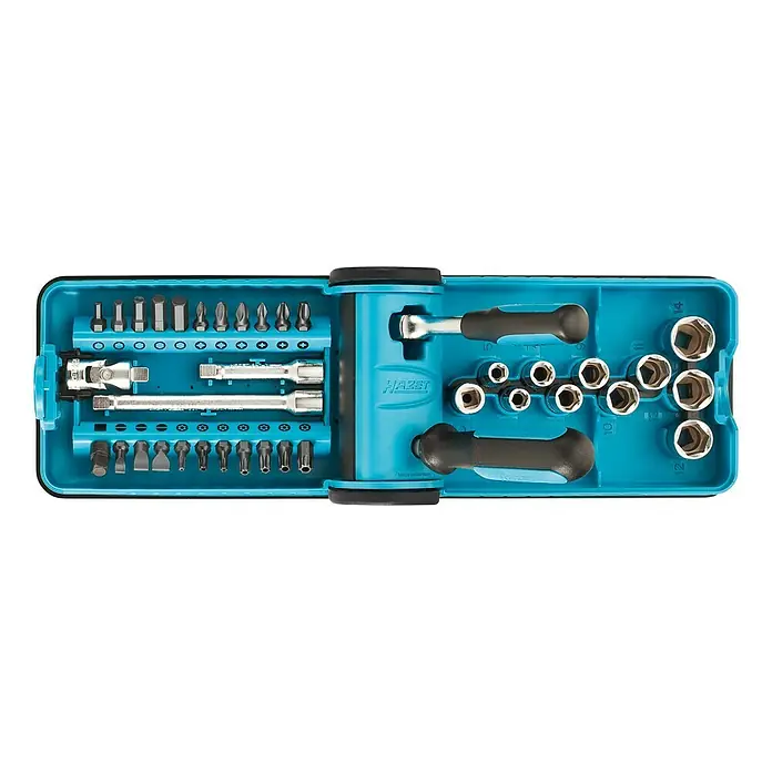 Hazet Steckschlüssel-Set 856-1 - 38 -tlg., Antriebsgröße: ¼″ - Hazet 810SPC-3 Mini-Drehmomentschlüssel-Satz in kompakter Box, ideal für präzise Arbeiten. Robuste Qualität für den täglichen Einsatz.