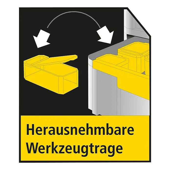 Stanley TSTAK Werkzeugkasten groß - 33,2 x 44 x 30,15 cm - Herausnehmbare Werkzeugtrage. Die Werkzeugtrage ist gelb und kann herausgenommen werden.