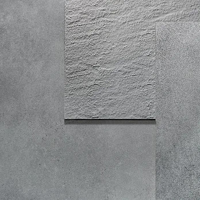 Art-Tec by Palazzo Sockelfliese - 7 x 60 cm, Steel, Matt - Graue Steinzeugfliesen mit verschiedenen Texturen für ein modernes und stilvolles Design. Perfekt für Innen- und Außenbereiche.