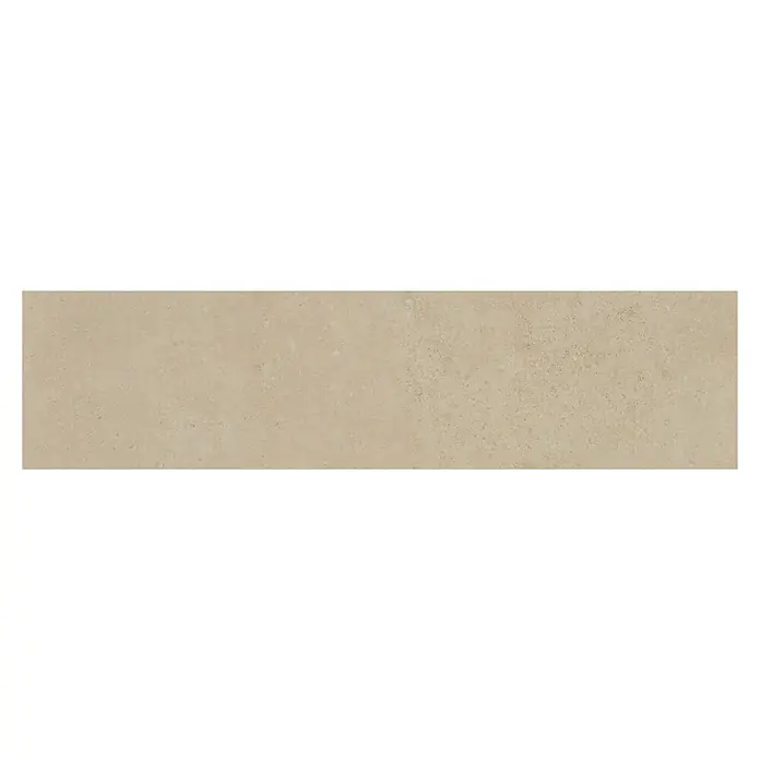 Art-Tec by Palazzo Stufen- & Abdeckplatte - 30 x 120 cm, Creme, Matt - Nahaufnahme einer länglichen, beigefarbenen Wandfliese mit einer subtilen, gesprenkelten Textur, ideal für moderne Innenräume.