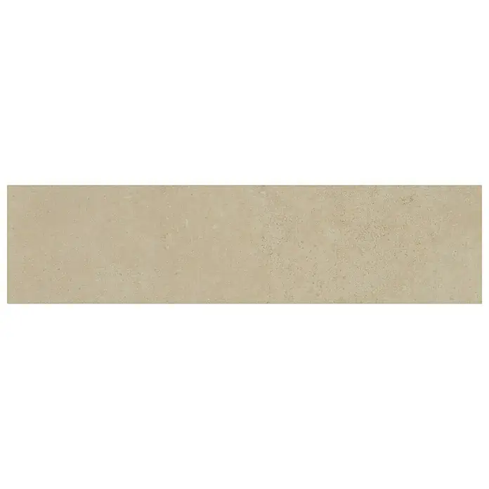 Art-Tec by Palazzo Stufen- & Abdeckplatte - 30 x 120 cm, Creme, Matt - Nahaufnahme einer länglichen, beigefarbenen Wandfliese mit einer subtilen, gesprenkelten Textur, ideal für moderne Innenräume.
