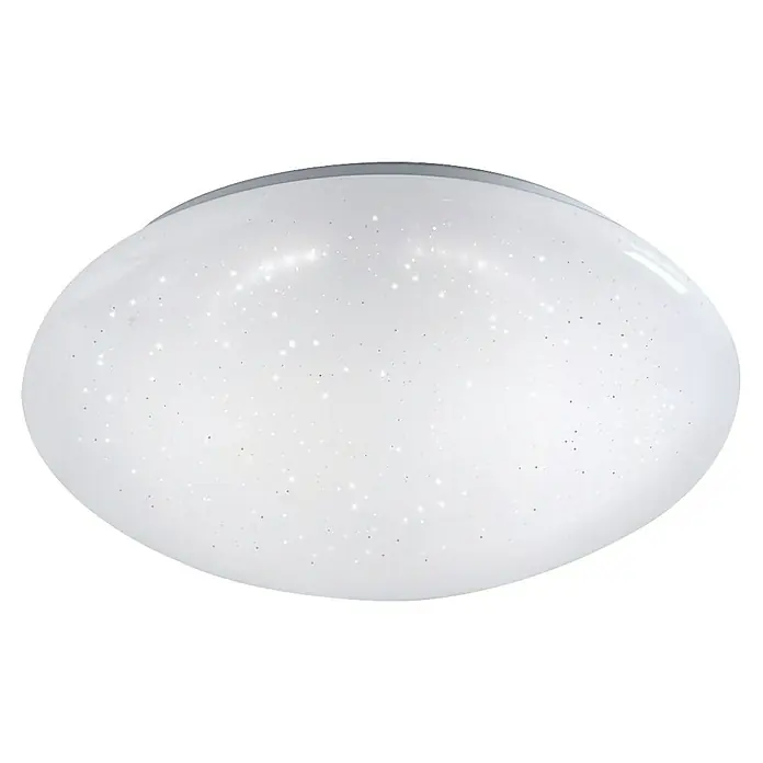 Just Light LED-Deckenleuchte Skyler - 12 W, Weiß, Warmweiß, Durchmesser: 350 mm - Nahaufnahme einer stilvollen LED-Deckenleuchte mit funkelndem Sterneneffekt, ideal für moderne Wohnräume.