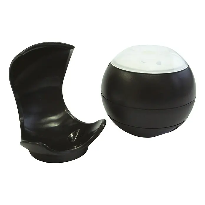 Voltomat Sensor de movimiento - Equipamiento: Detector de movimiento, Negro, LED - Primer plano de un masajeador manual negro brillante con bola y pieza de mango, ideal para la relajación muscular y el alivio del dolor.