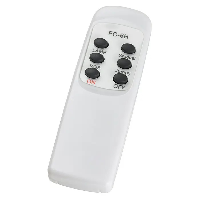 Tween Light Plafón LED Donia 3 - 13,26 W, L x An x Al: 32 x 32 x 7,5 cm, Cromo, Claro/Satinado, Blanco cálido - Primer plano de un control remoto blanco FC-6H con múltiples botones para varios modos de iluminación.
