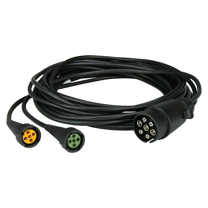 UniTEC Kabelsatz - 5 m, Geeignet für: Anhänger - Schwarzes Adapterkabel mit drei Enden. Ideal für den Anschluss verschiedener Geräte. Robuste Verarbeitung und hohe Leitfähigkeit.