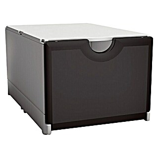 Surplus Systems Aufbewahrungsbox Plus Box (Weiß/Schwarz, 39,8 x 26,5 x 20,7 cm, Stapellast: 50 kg)