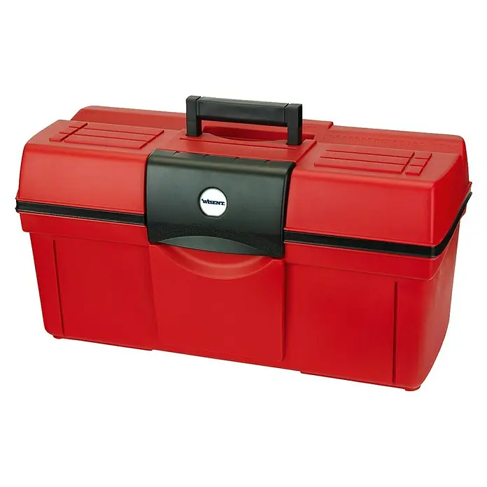 Wisent Werkzeugkasten 26-59 - 660 x 280 x 320 mm - Rote Werkzeugkiste mit schwarzem Griff und Verschluss. Ideal für die Aufbewahrung und den Transport von Werkzeugen und Zubehör.