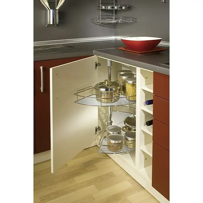 D-c-fix Universalmatte Function - Beige, 150 x 30 cm - Eckschrank mit Drehböden für die Küchenaufbewahrung. Optimaler Stauraum für Töpfe und Vorräte in einer modernen Küche mit cleveren Lösungen.