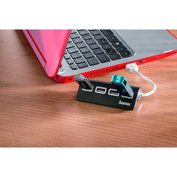 Hama USB-Hub (USB 2.0, Schwarz/Weiß)