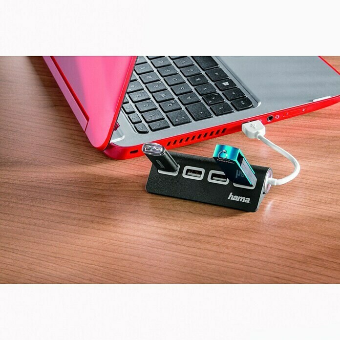 Hama USB-Hub (USB 2.0, Schwarz/Weiß)