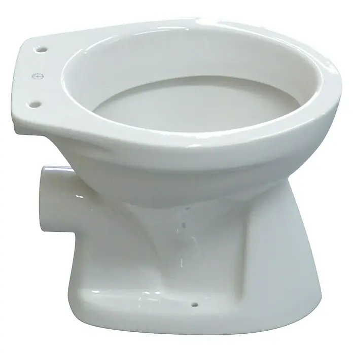 Gustavsberg Concentus Pure Stand-WC - Mit Spülrand, Ohne Spezialglasur, Spülform: Tief, WC Abgang: Waagerecht, Weiß - Nahaufnahme einer weißen Toilettenschüssel, die die glatten Linien und die Sanitärkeramik hervorhebt. Ideal für moderne Badezimmerdesigns.