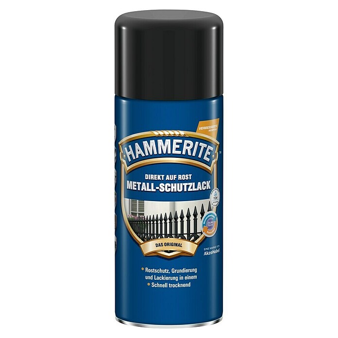 Hammerite Metall-Schutzlack Hammerschlag (Schwarz, 400 ml, Glänzend, Lösemittelhaltig)