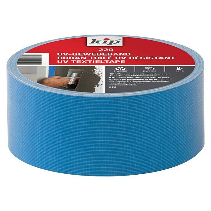 Kip UV-Gewebeband 229 (Wasserabweisend, 25 m x 50 mm x 0,3 mm, Laminiertes Polyethylen, Temperaturbeständig: Bis +40 °C)