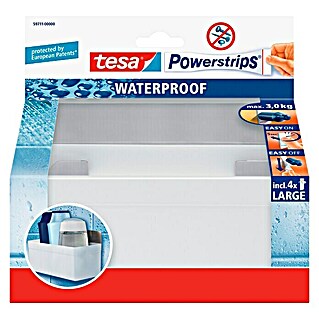 Tesa Powerstrips Waterproof Doucheplanchet (Roestvrij staal, Wit)