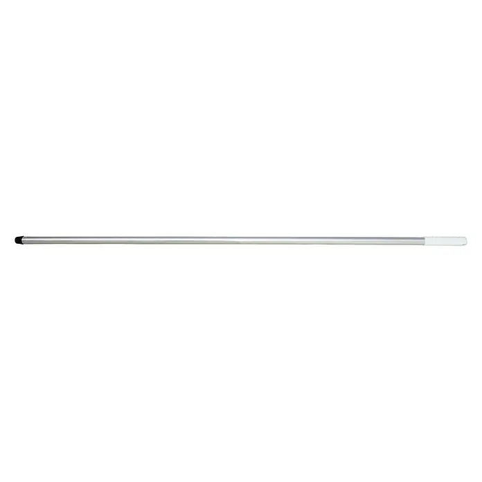 Haug Aluminiumstiel - Weiß, 22 mm x 140 cm - Silberner Teleskopstiel mit schwarzem Ende und weißem Griff, ideal für Reinigungsgeräte oder Werkzeuge. Vielseitig und robust.