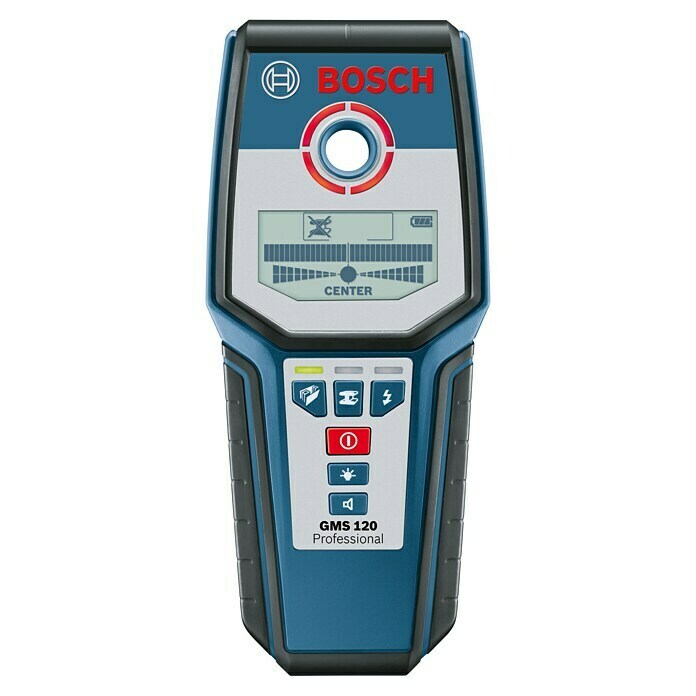 Bosch Professional Ortungsgerät GMS 120Erfassungstiefe: Max. 120 mm Stahl, Betriebsdauer: 5 h Front View