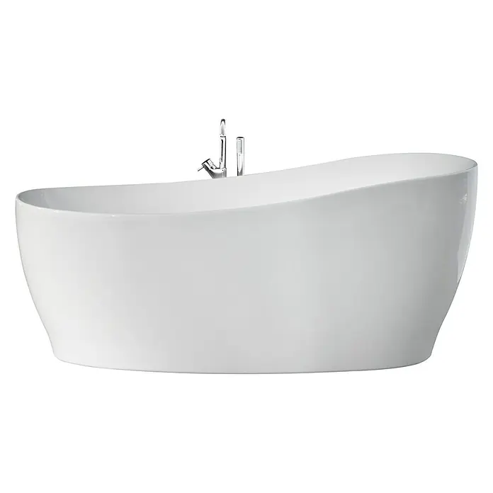 Ottofond Freistehende Badewanne Domani - L x B: 180 x 85 cm, Sanitäracryl, Weiß - Freistehende Badewanne aus weißem Material mit Armatur. Das schlichte Design passt perfekt in moderne Badezimmer.