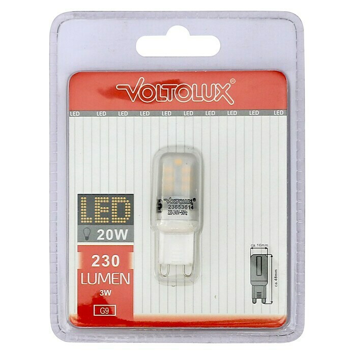 Voltolux Bombilla LED mini de alta tensión (3 W, G9, Blanco cálido, Clase de eficiencia energética: A+)