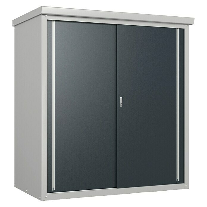 Trimetals Geräteschrank Guardian D63Außenbreite inkl. Dachüberstand: 172 cm, Außentiefe inkl. Dachüberstand: 89 cm, Stahl, Lichtgrau, Anthrazit Front View