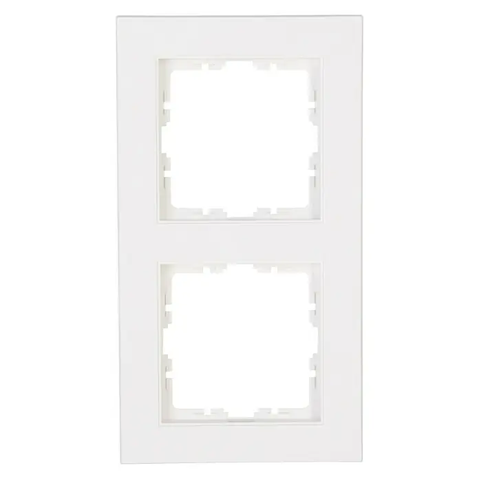 Abdeckrahmen - Reinweiß, 2-fach, Kunststoff - Weiße Doppelrahmen-Abdeckung für Schalter und Steckdosen, ideal für moderne Innenräume und einfache Installation.