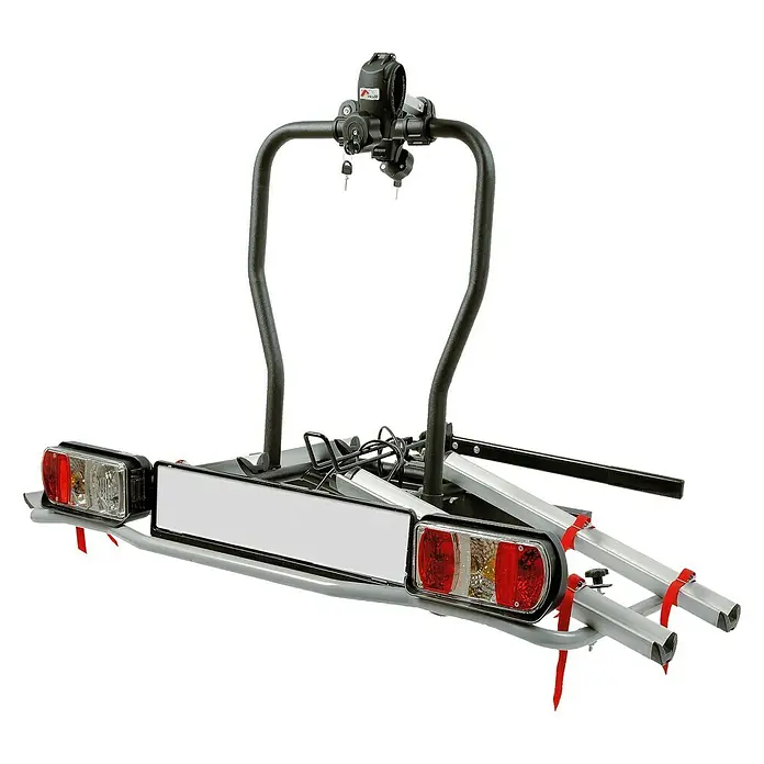 UniTEC Fahrradträger E-Dision - Geeignet für: 2 Fahrräder/E-Bikes, Klemmen - Heckfahrradträger für den Transport von Fahrrädern am Auto mit Rückleuchten und Kennzeichenhalter für mehr Sicherheit.