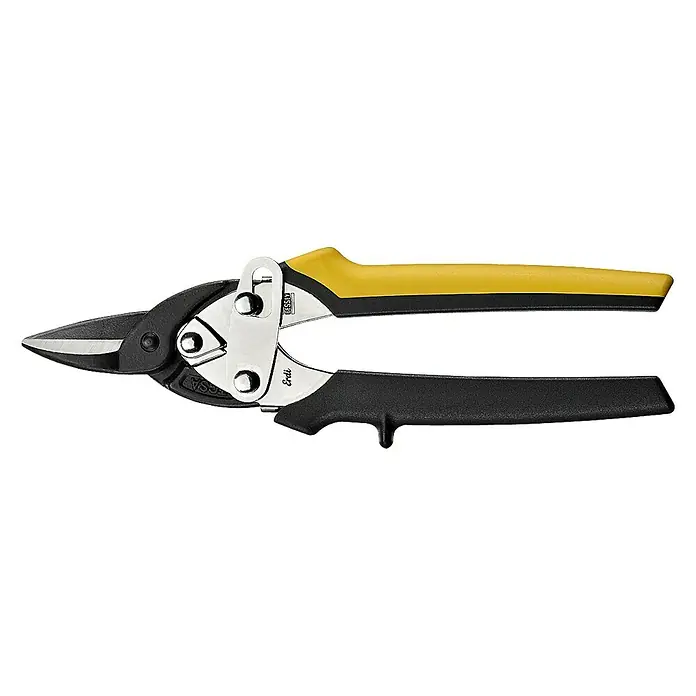 Bessey Figuren-Schere Ideal - Geeignet für: Blech - Die Blechschere mit gelb-schwarzem Griff ist ein robustes Werkzeug für präzise Schnitte in Metall. Ideal für Handwerker und Heimwerker.