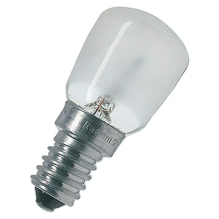 Osram Glühlampe Special T/Fridge - 25 W, E14, Matt - Nahaufnahme einer E14 Glühbirne, ideal für Kühlschränke und Nähmaschinen, mit klarem, mattiertem Glas für eine sanfte Beleuchtung.