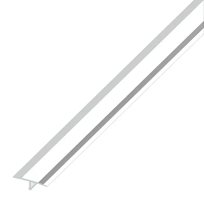 Übergangsprofil - Aluminium, Chrom, 1 m x 25 mm x 14 mm - T-Profil: Elegantes Übergangsprofil in Silber für einen nahtlosen Übergang zwischen Bodenbelägen. Ideal für Laminat, Parkett oder Fliesen.