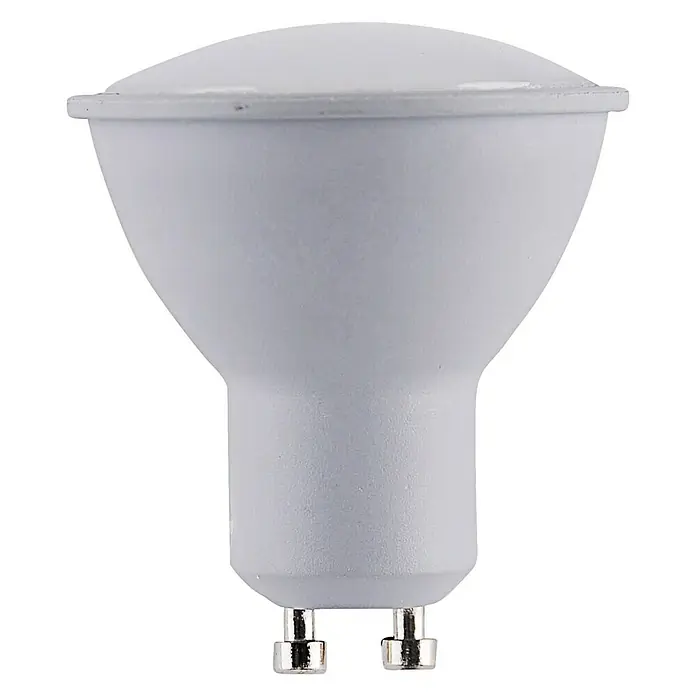 Just Light LED-Lampe Reflektor GU10 - GU10, Dimmbar, Warmweiß, 200 lm, 3 W - Nahaufnahme einer GU10 LED-Lampe in Weiß, ideal für energieeffiziente Beleuchtung im Innenbereich.